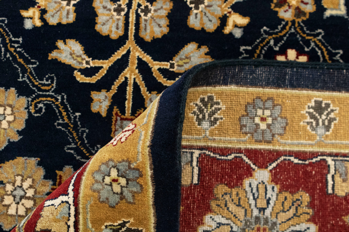 8x10 Aalam Blue Rust Hand knotted Wool Modern Tribal Classic Rug | Shritija Rugs | Order Rug Online